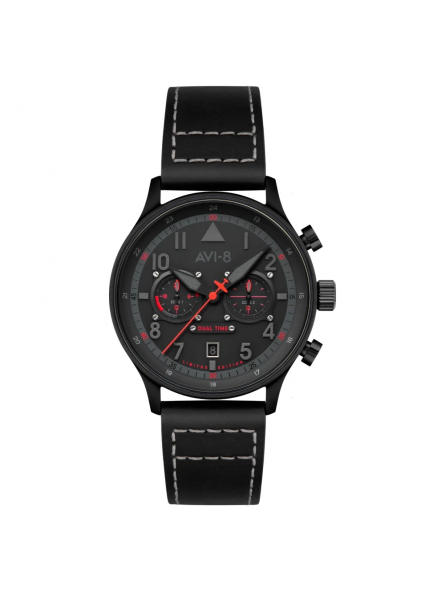 AVI-8 - Montre Homme - Hawker Hirricane - cadran noir - bracelet cuir - Ref AV-4088-05