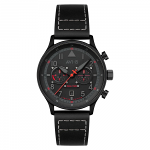 AVI-8 - Montre Homme - Hawker Hirricane - cadran noir - bracelet cuir - Ref AV-4088-05