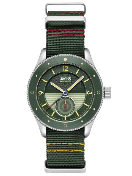 AVI-8 - Montre Homme - Flyboy Sector - Cadran vert kaki - bracelet nato nylon kaki - Ref AV-4112-02