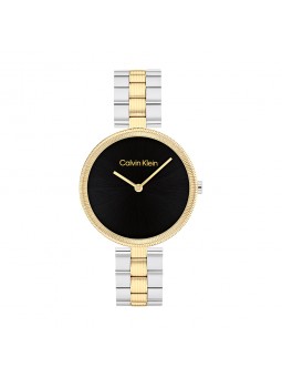 Calvin Klein - Montre Femme - Gleam - Cadran Noir - Bracelet Acier doré - Ref 25100012