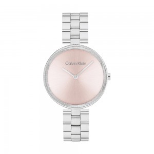 Calvin Klein - Montre Femme - Gleam - Cadran Blanc - Bracelet Acier argenté - Ref 25100015