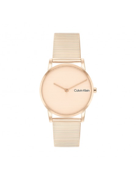 Calvin Klein - Montre Femme - CK Feel - Cadran et Bracelet Acier doré rose - Ref 25100036