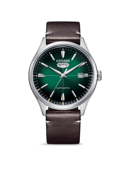 Citizen - Montre Homme - Mechanical Classic - Cadran vert - Bracelet cuir - Ref NH8390-03XE