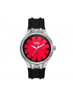 Diesel - Montre Homme - Streamline - bracelet silicone noir - cadran rouge - Ref DZ2202