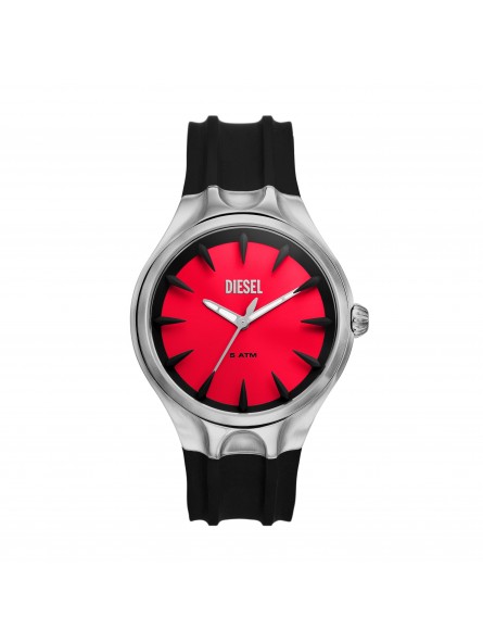 Diesel - Montre Homme - Streamline - bracelet silicone noir - cadran rouge - Ref DZ2202