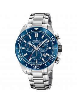 Festina - Montre Homme - Swiss - Chrono - acier argenté - cadran bleu - Ref F20042/2