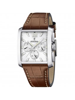 Festina - Montre Homme - Chrono - bracelet cuir - cadran blanc - Ref F20636/1
