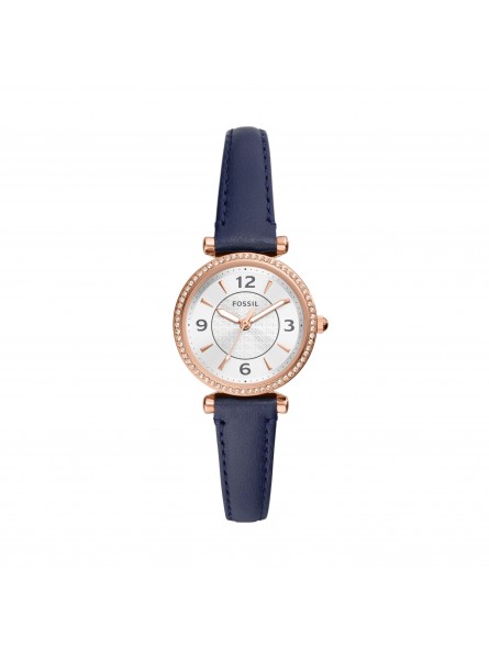 Fossil - Montre Femme - Carlie Mini - bracelet cuir - cadran blanc - Ref ES5295