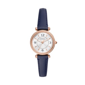 Fossil - Montre Femme - Carlie Mini - bracelet cuir - cadran blanc - Ref ES5295