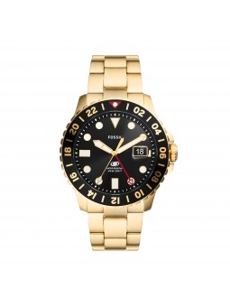 Fossil - Montre Homme - Pvd Doré - Divers 100M - Cadran Noir - Ref FS5990