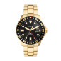Fossil - Montre Homme - Pvd Doré - Divers 100M - Cadran Noir - Ref FS5990