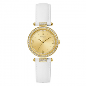 Guess - Montre Femme - Terrace - bracelet cuir - cadran doré - Ref GW0116L5