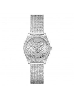 Guess - Montre Femme - Boîtier strass - cadran argenté - bracelet milanais - Ref GW0748L1