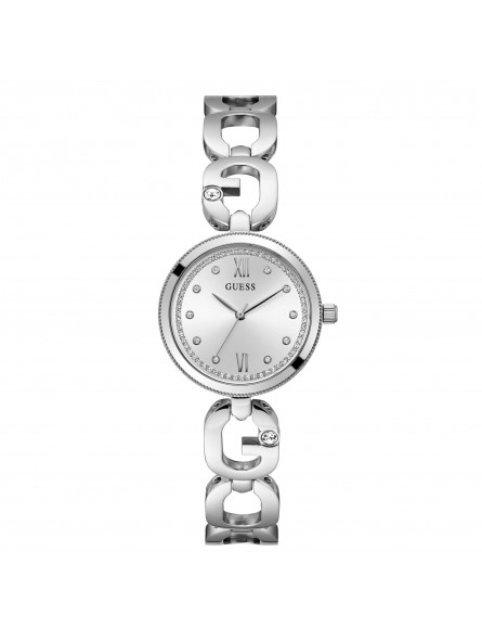 Guess - Montre Femme - Boîtier strass - acier argenté - bracelet serti cristal - Ref GW0759L1