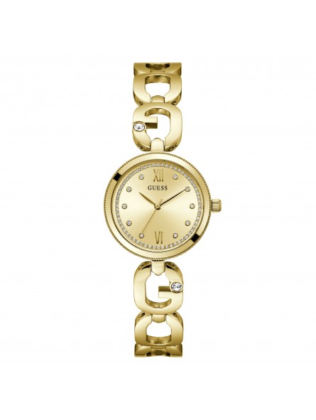 Guess - Montre Femme - Boîtier strass - acier doré - bracelet serti cristal - Ref GW0759L2