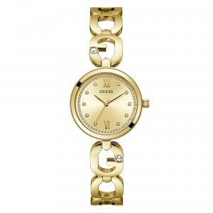 Guess - Montre Femme - Boîtier strass - acier doré - bracelet serti cristal - Ref GW0759L2
