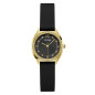 Guess - Montre Femme - Boîtier acier doré et strass - cadran noir - bracelet silicone - Ref GW0820L1