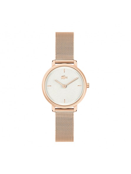 Lacoste - Montre Femme - Suzanne - Cadran Blanc - Bracelet Acier Or Rose - Ref 2001321