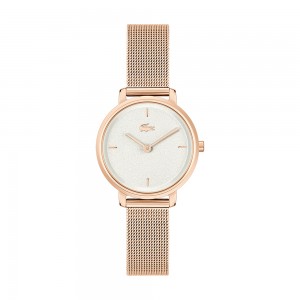 Lacoste - Montre Femme - Suzanne - Cadran Blanc - Bracelet Acier Or Rose - Ref 2001321