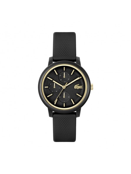 Lacoste - Montre Femme - Multifonction - Cadran Noir - Bracelet Silicone Noir - Ref 2001327