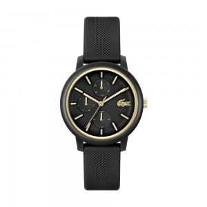 Lacoste - Montre Femme - Multifonction - Cadran Noir - Bracelet Silicone Noir - Ref 2001327