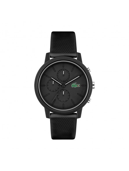 Lacoste - Montre Homme - Chrono - Cadran Noir - Bracelet Silicone Noir - Ref 2011243
