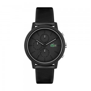 Lacoste - Montre Homme - Chrono - Cadran Noir - Bracelet Silicone Noir - Ref 2011243