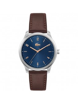 Lacoste - Montre Homme - Lisbon - Cadran Bleu - Bracelet Cuir De Veau Marron - Ref 2011322