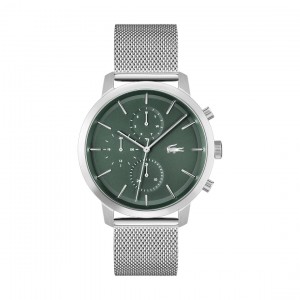Lacoste - Montre Homme - Replay - Multifonction - Cadran Vert - Bracelet Acier Maille Milanaise - Ref 2011338