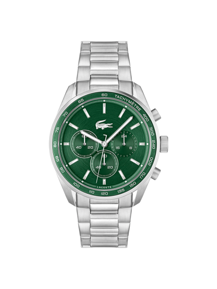 Lacoste - Montre Homme - Boston - Quartz Chrono - Cadran Vert - Bracelet Acier - Ref 2011346