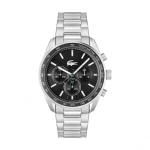 Lacoste - Montre Homme - Boston - Quartz Chrono - Cadran Noir - Bracelet Acier - Ref 2011347