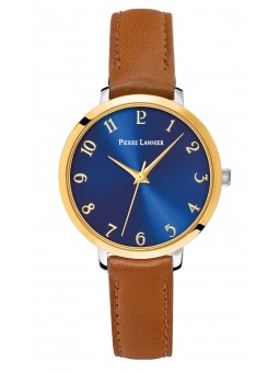 Pierre Lannier - Montre Femme - Chouquette - Cadran bleu - Bracelet cuir brun - Ref 046H764