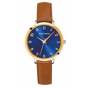Pierre Lannier - Montre Femme - Chouquette - Cadran bleu - Bracelet cuir brun - Ref 046H764