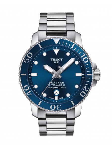 Tissot - Montre Homme - Seastar - Cadran bleu - Bracelet acier - Ref T1204071104103