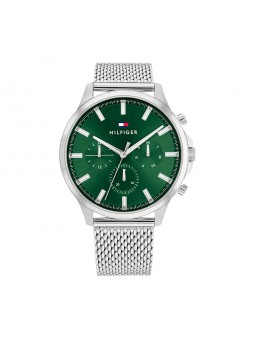 Tommy Hilfiger - Montre Homme - Ryder - Multifonction - Cadran Vert - Bracelet Acier Maille Milanaise - Ref 1710499