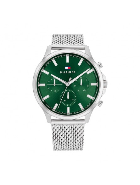 Tommy Hilfiger - Montre Homme - Ryder - Multifonction - Cadran Vert - Bracelet Acier Maille Milanaise - Ref 1710499