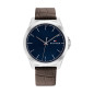 Tommy Hilfiger - Montre Homme - Norris - Cadran bleu - Bracelet cuir de veau marron - Ref 1710549