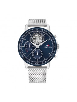 Tommy Hilfiger - Montre Homme - Stewart - Multifonction - Cadran bleu - Bracelet Acier Maille Milanaise - Ref 1710609