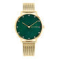 Tommy Hilfiger - Montre Femme - Pippa - Cadran Vert - Bracelet Acier Maille Milanaise doré - Ref 1782668