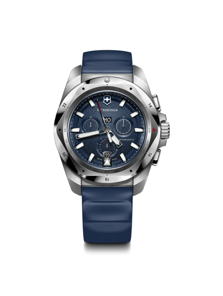 Victorinox - Montre Homme - Inox Chrono 43 - cadran bleu - bracelet silicone - Ref 241984
