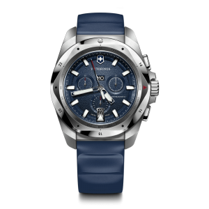 Victorinox - Montre Homme - Inox Chrono 43 - cadran bleu - bracelet silicone - Ref 241984