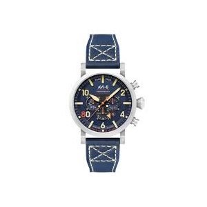 AVI-8 - Montre Dambuster Dual Time Navy Blue bleu et bracelet cuir - Ref AV-4107-03