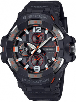 Casio - Montre Gravitymaster carbone résine noir orange - Ref GR-B300-1A4ER