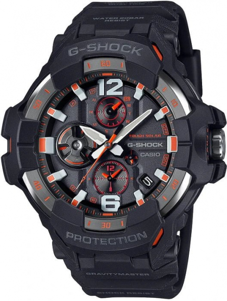 Casio - Montre Gravitymaster carbone résine noir orange - Ref GR-B300-1A4ER