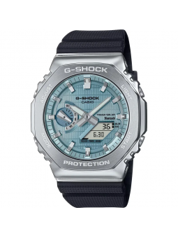Casio - Montre G-Shock solaire bleu acier et bracelet en résine - Ref GBM-2100A-1A2ER