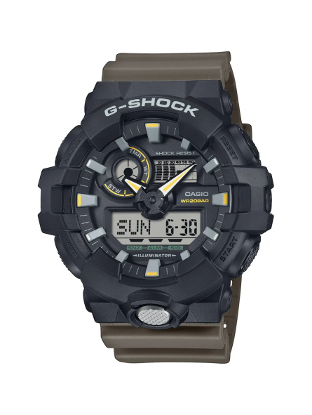 Casio - Montre Two Tone Utility Colours noir résine - Ref GA-710TU-1A3ER