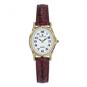 Certus - Montre acier doré et bracelet cuir rouge - Ref 646448