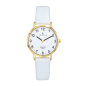 Certus - Montre acier doré et bracelet cuir blanc - Ref 646587