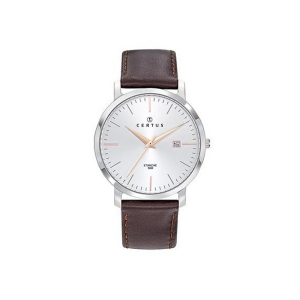 Certus - Montre acier et bracelet cuir marron - Ref 611196