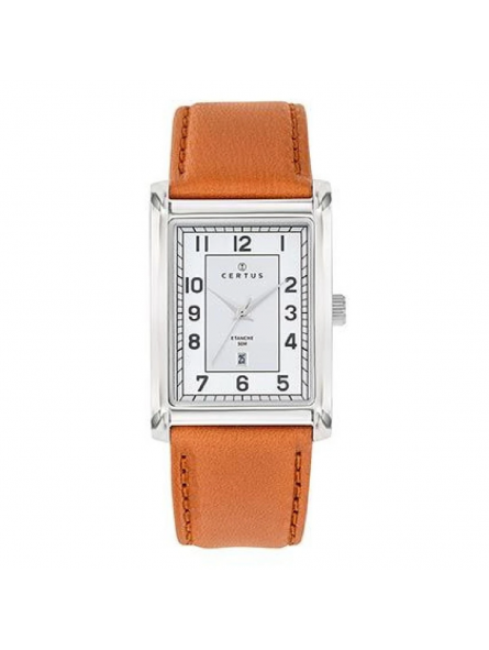 Certus - Montre acier et bracelet cuir marron clair - Ref 611269